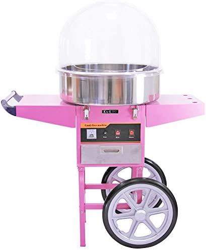 Barbe à papa machine / Cotton Candy Maker avec panier rose électrique et acrylique Dome